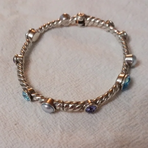 Brighton Silver Bracelet with Blue and Purple Accents